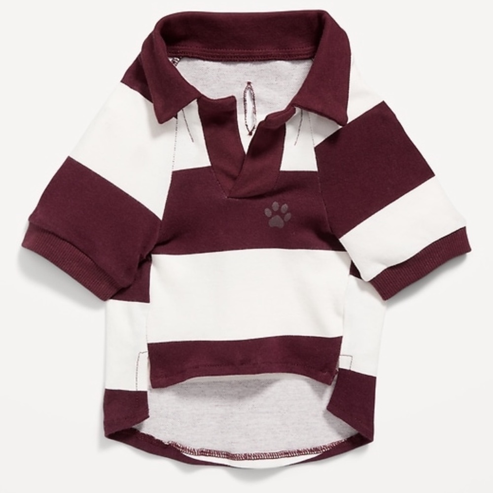 Striped Jersey-Knit Polo Shirt for Pets - Picture 2 of 6